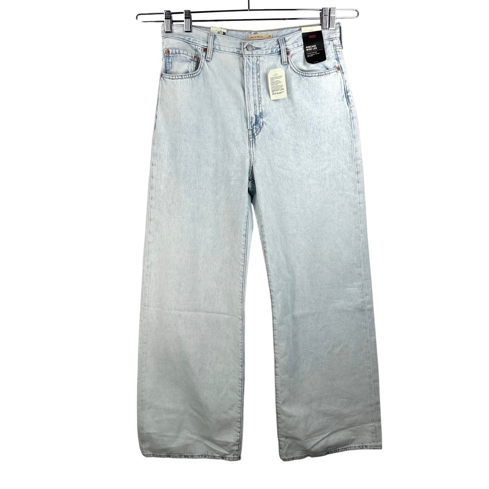 Levi's Ribcage Wide Leg Jeans 32 Light Wash High Rise Cotton money classic